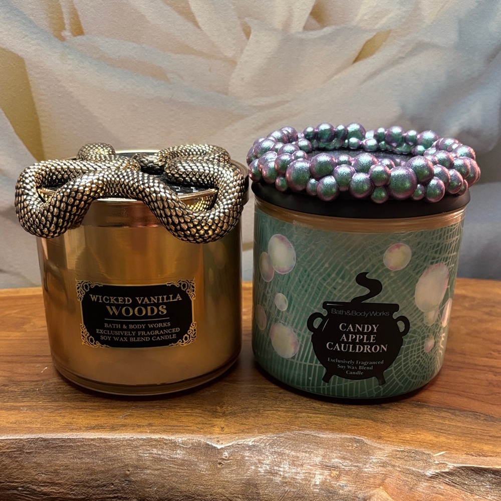 Bath & Body Works Wicked Vanilla Woods & Candy Apple Cauldron 3-wick Candles